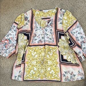 Floral and Baroque Print Blouse